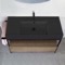 Console Sink Vanity With Matte Black Ceramic Sink and Natural Brown Oak Drawer, 43